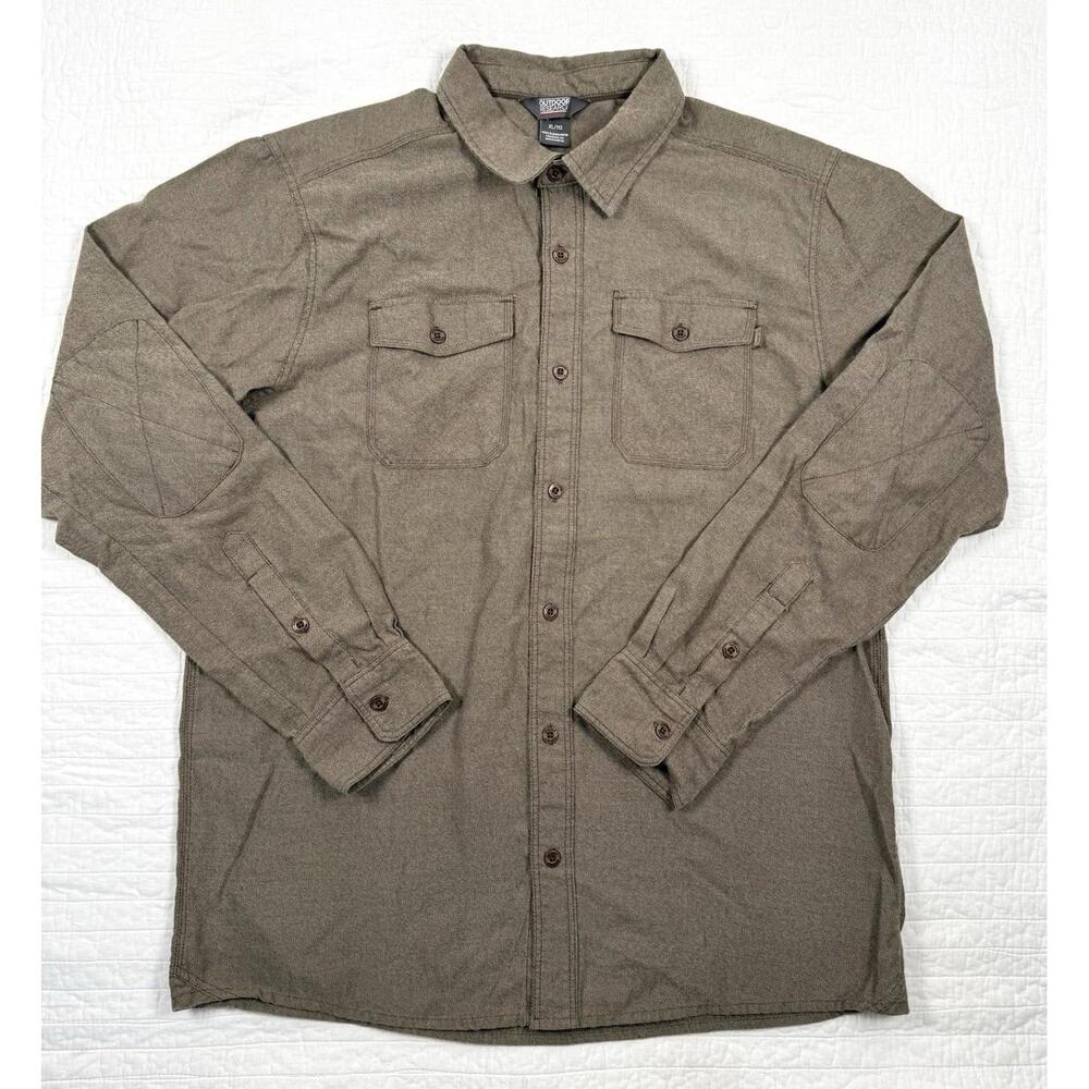Outdoor Research Flannel Shirt XL Brown Work Utility Hiking Pockets